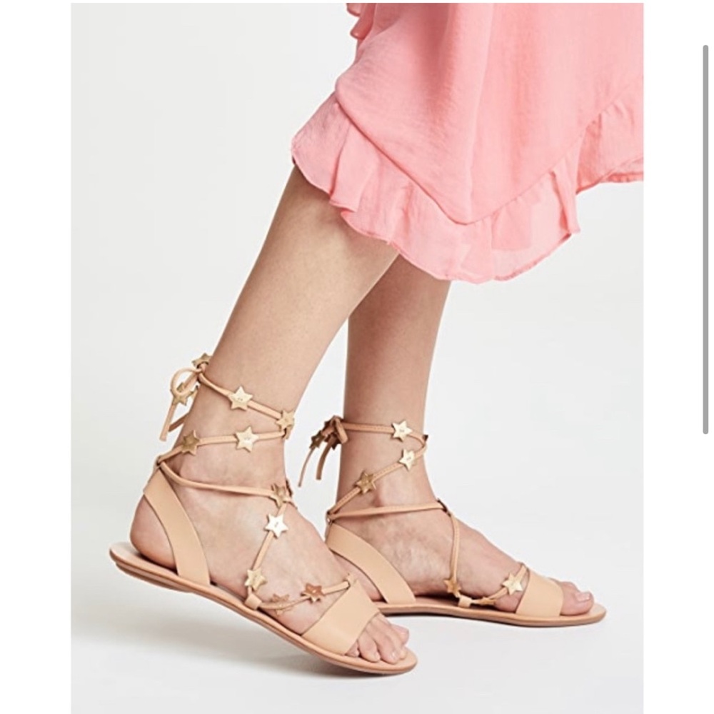 Loeffler Randall Starla Wheat/Gold Ankle Wrap Sandal